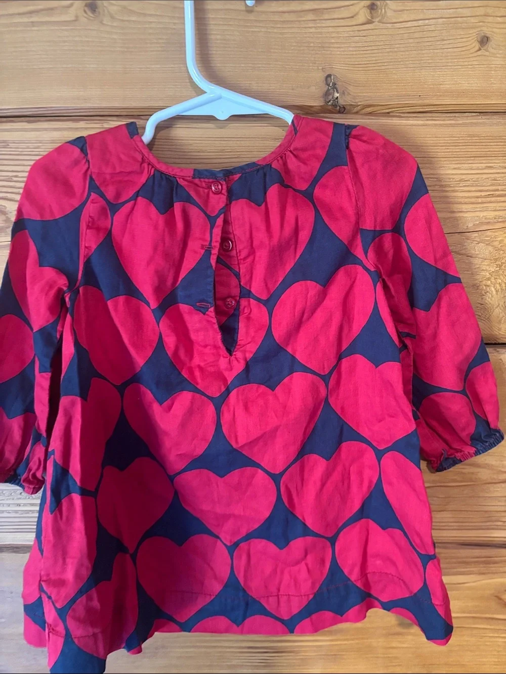 GAP Red Heart Print Long Sleeve Girls' Dress